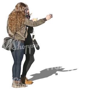 two girls standing and taking a selfie