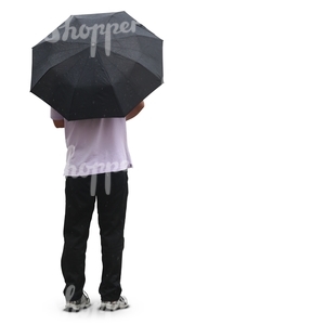 man standing under an umbrella