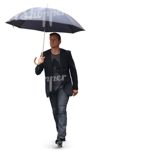 man with an umbrella walking in the rain