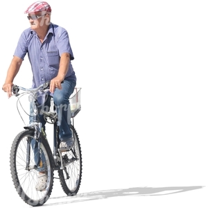 middle-aged man riding a bicycle