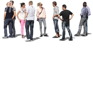 group of young people standing and talking