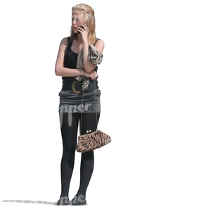 cut out woman standing and talking on the phone