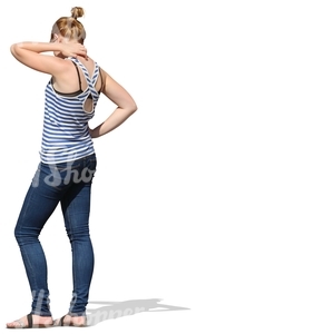 woman in a striped shirt standing