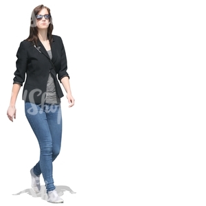 cut out woman in jeans walking