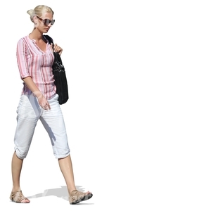 cut out blond woman walking