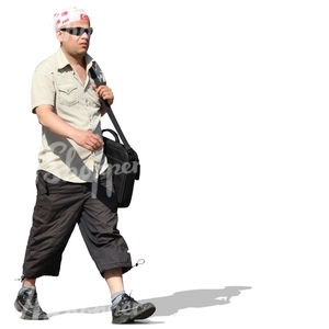 cut out man with a bandana walking