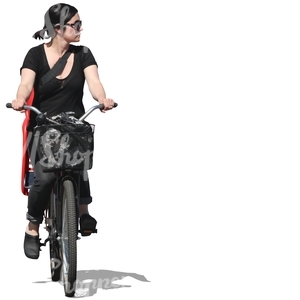 woman in black riding a bicycle