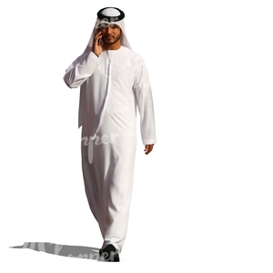 arab man walking and talking on the phone