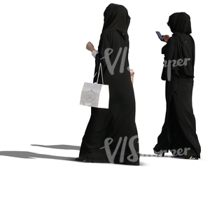 two muslim women with shopping bags