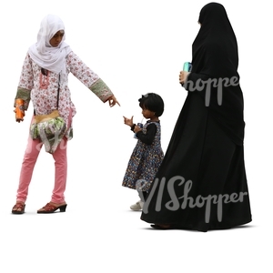 muslim woman with two daughters