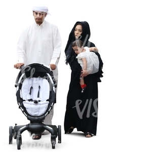 arab family walking with a baby