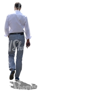 cut out man in a white blouse walking