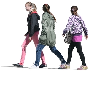 three teenage girls walking together