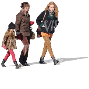 two women and a child walking together