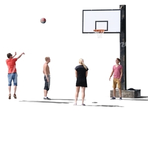 cut out group playing basketball