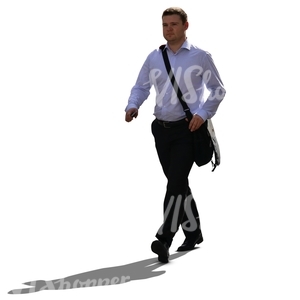 cut out backlit businessman walking