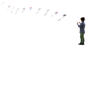 cut out boy flying a kite