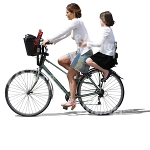 mother and daughter riding on a bike together