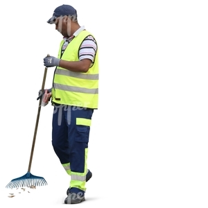 cut out worker cleaning streets