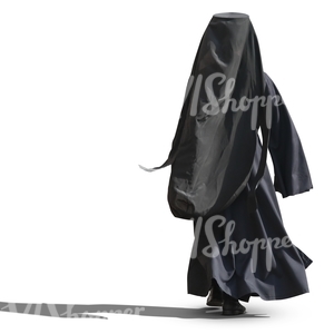 cut out orthodox monk walking hastily