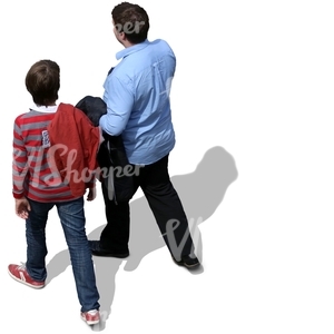 father and son walking