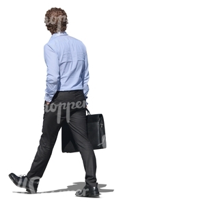 cut out businessman walking with a briefcase in his hand