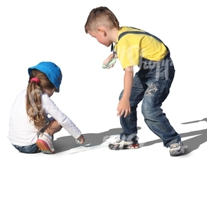 two children drawing on the street