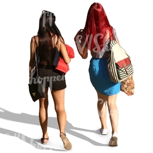 two women with long hair walking