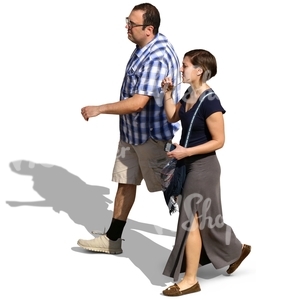 a couple in summer clothing walking