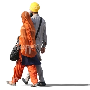 indian couple in traditional attire walking together