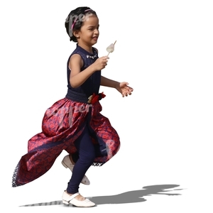 indian girl running with ice cream in her hand