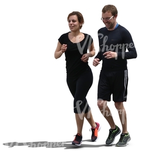 man and woman jogging together