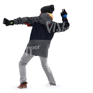 boy throwing a snowball