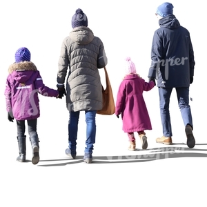 mother and father walking with their children