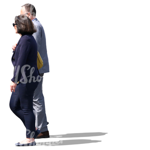 businessman and businesswoman walking