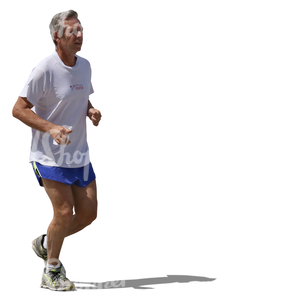 middle aged man jogging in the sunlight