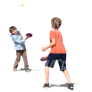 two boys playing catch ball