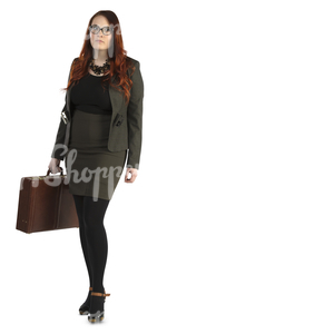 businesswoman walking with a briefcase in her hand
