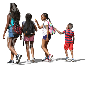 four black children at different ages walking side by side