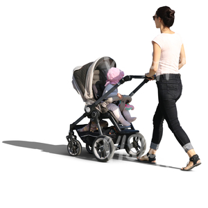 woman walking her baby