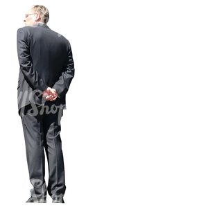 businessman standing seen from below