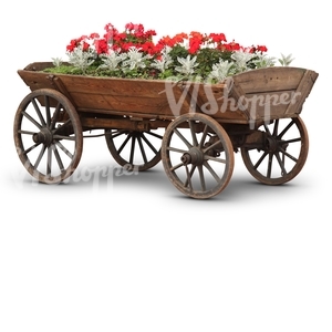 cut out flowerbed in an old carriage