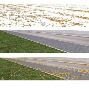 rendered street with fallen leaves on different layer