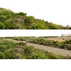 rendered foreground with footpath and vegetation on different layers