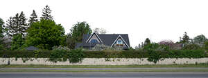 background with residential house and trees