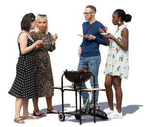 group of four having a barbeque party