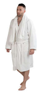 man in a bathrobe walking seen from back - VIShopper