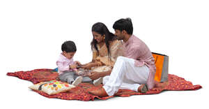 cut out indian family having a picnic