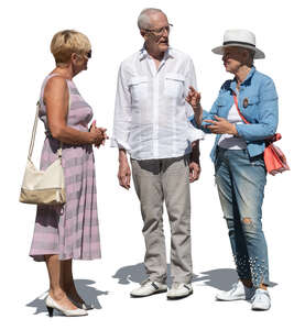 cut out group of elderly people standing and talking