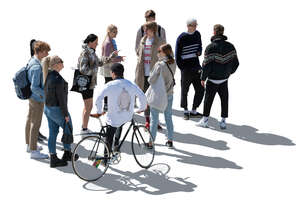 cut out large group of young people standing seen from above